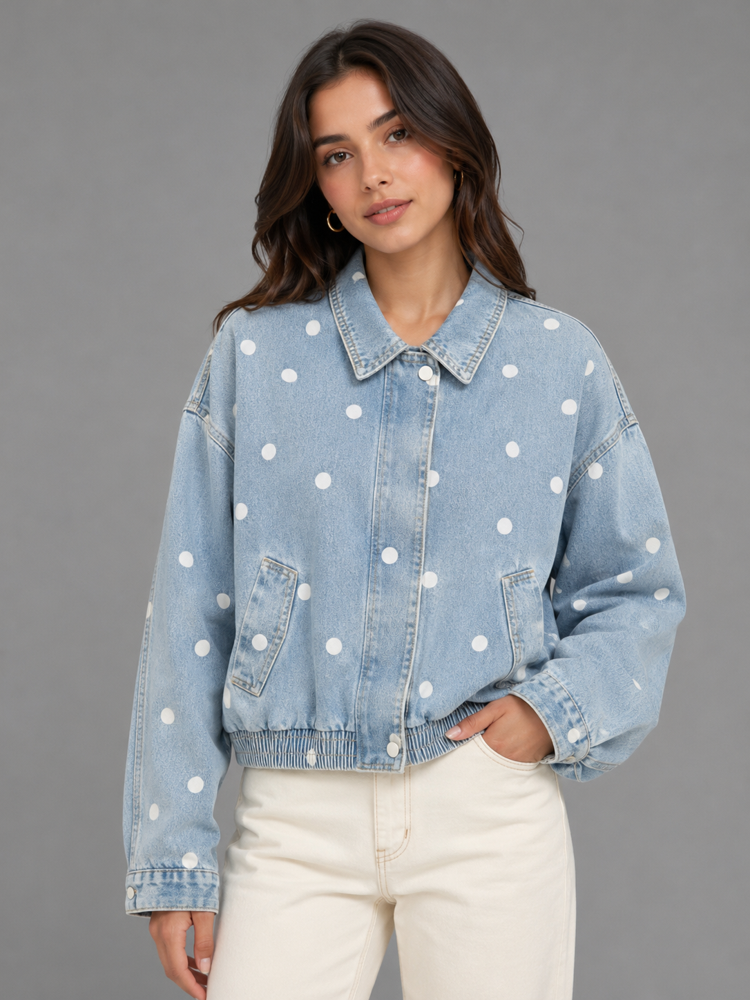CHAMARRA DENIM POLKADOTS