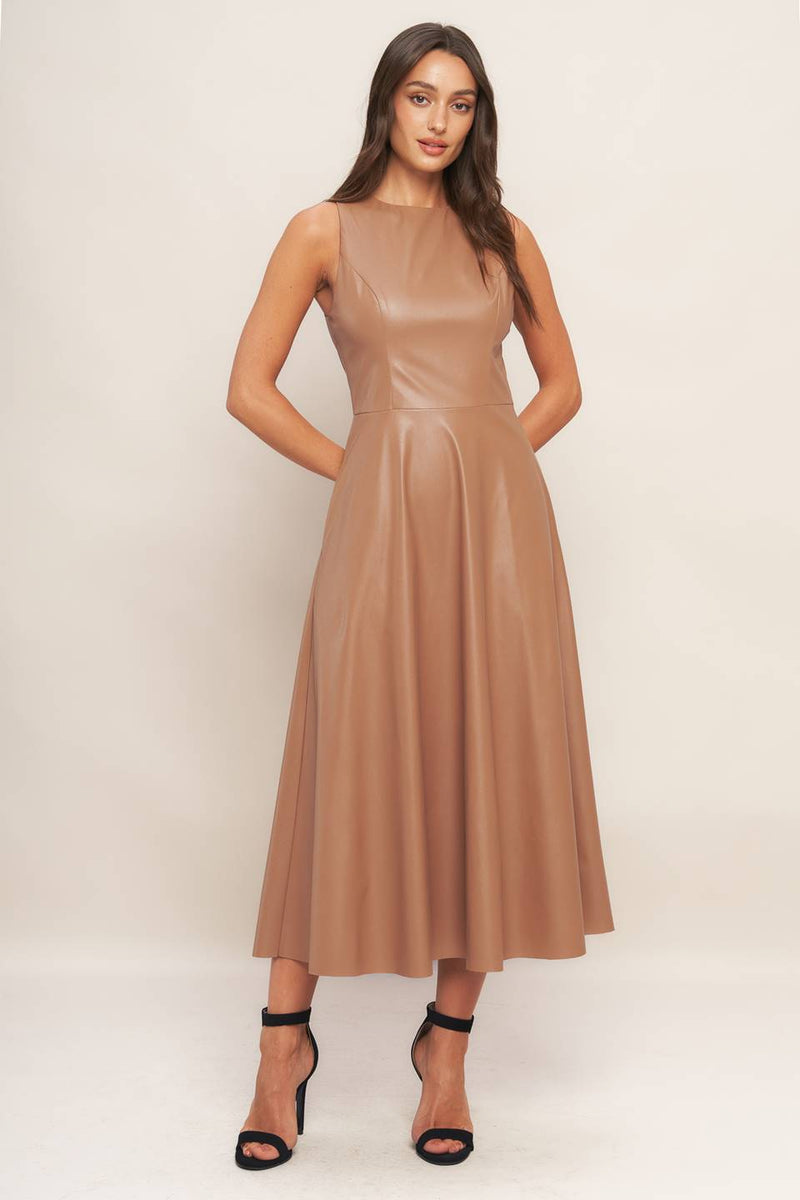 VESTIDO VINIPIEL CAMEL