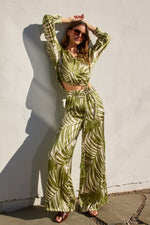 SET SATIN HOJAS VERDE