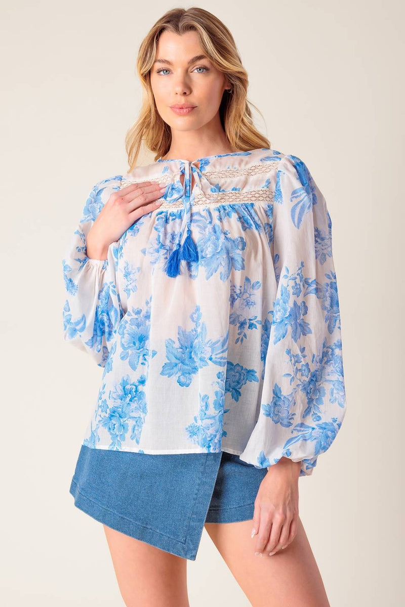 BLUSA FLORES AZUL
