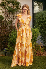 VESTIDO CUT OUT FLORES AMARILLO