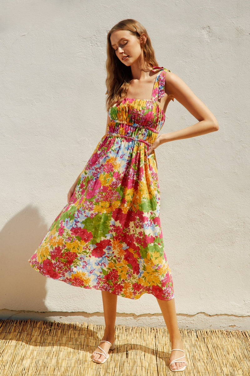 VESTIDO MIDI FLORES
