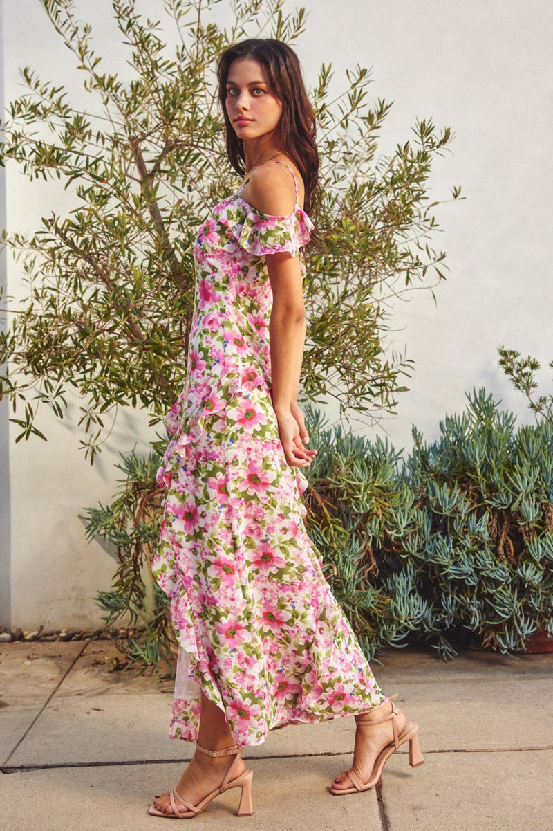 VESTIDO FLORAL ROSA VERDE
