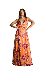 MAXI DRESS NARANJA FLORES