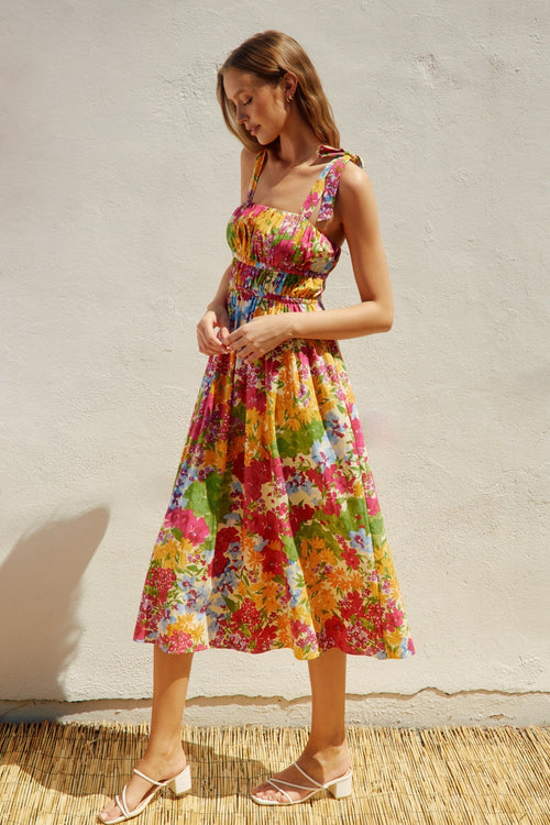 VESTIDO MIDI FLORES