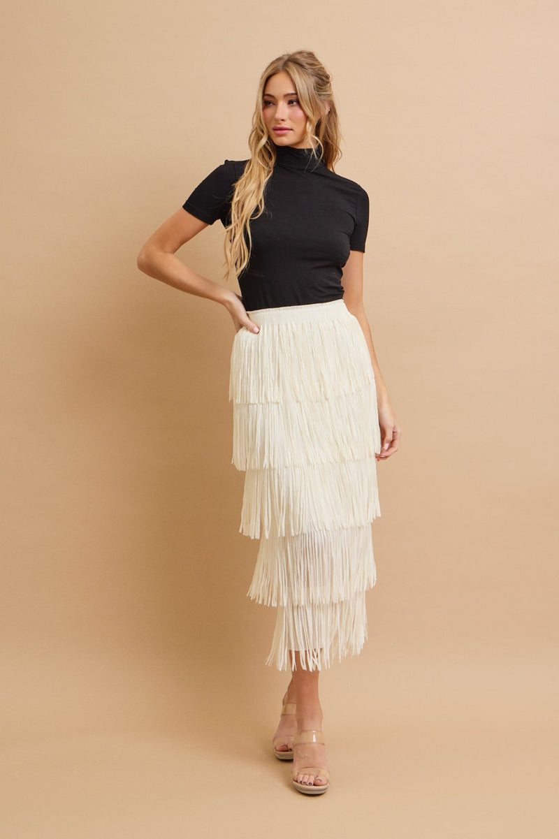 Falda Flecos beige