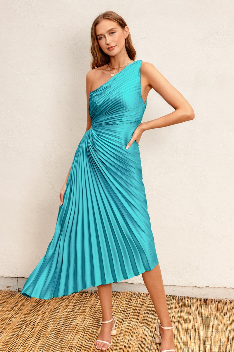 VESTIDO ASIMÉTRICO TURQUESA