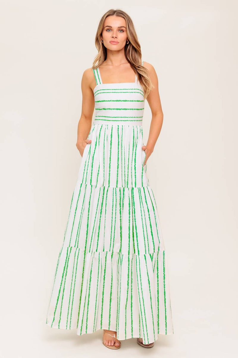 MAXI DRESS RAYAS VERDE