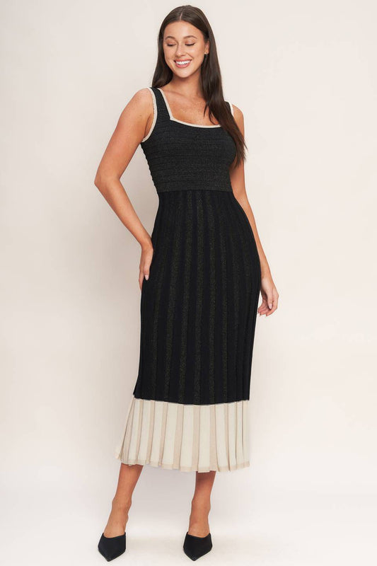 VESTIDO PUNTO NEGRO PLATA