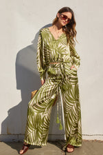 SET SATIN HOJAS VERDE