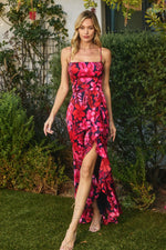 VESTIDO SATIN FIUSHA AZUL MNO FLORES