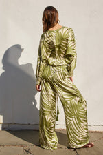 SET SATIN HOJAS VERDE