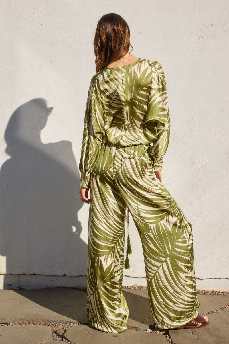 SET SATIN HOJAS VERDE
