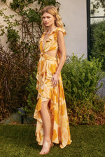 VESTIDO CUT OUT FLORES AMARILLO