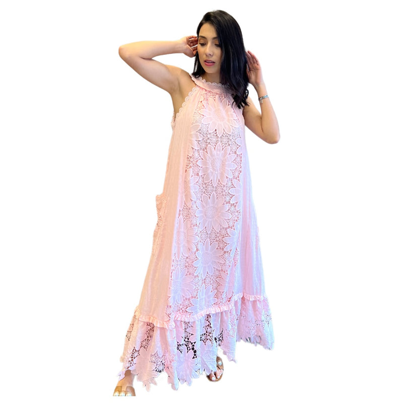 VESTIDO ENCAJE ROSA