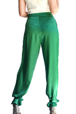 PANTALÓN SATIN VERDE CON AMARRE